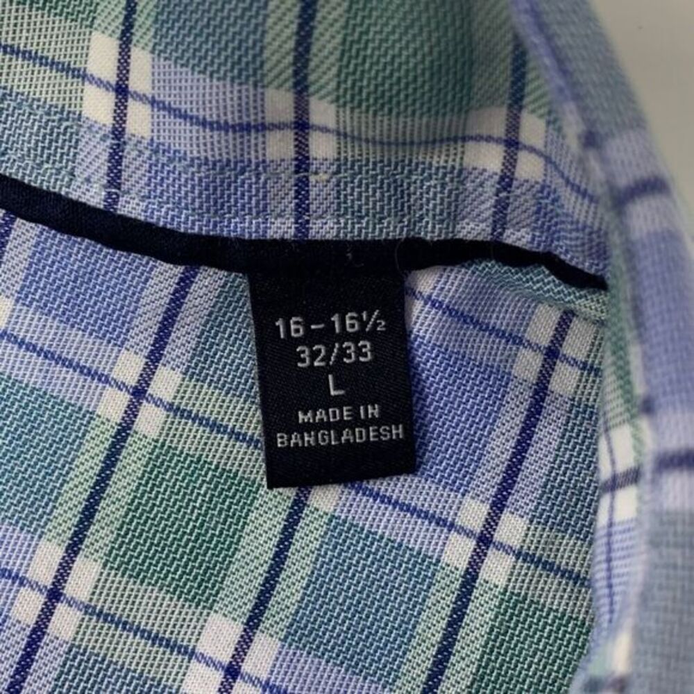 Tommy Hilfiger Men's light blue/green/white plaid Size Large‎ Shirt - Picture 5 of 8